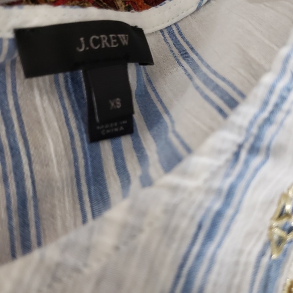 J. Crew Linen embroidered striped top - Picture 4 of 6